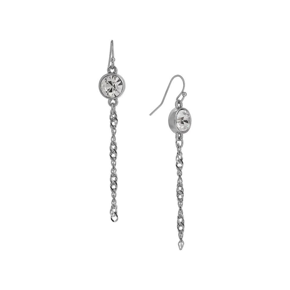 1928 Gold Tone Crystal Chain Drop Earrings, Womens, Beige Product Image