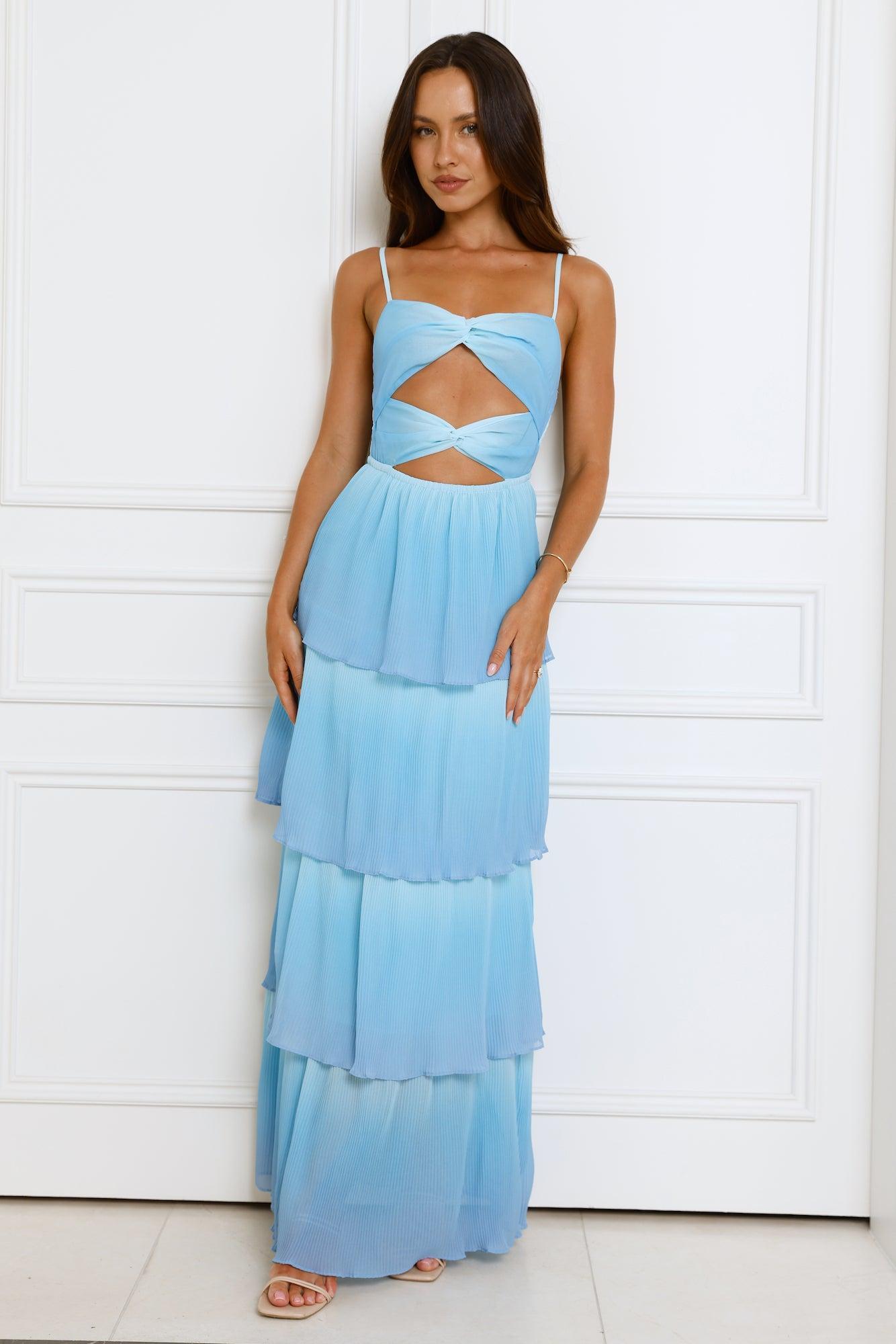 Waves Of Luxury Plisse Maxi Dress Blue Ombre Product Image