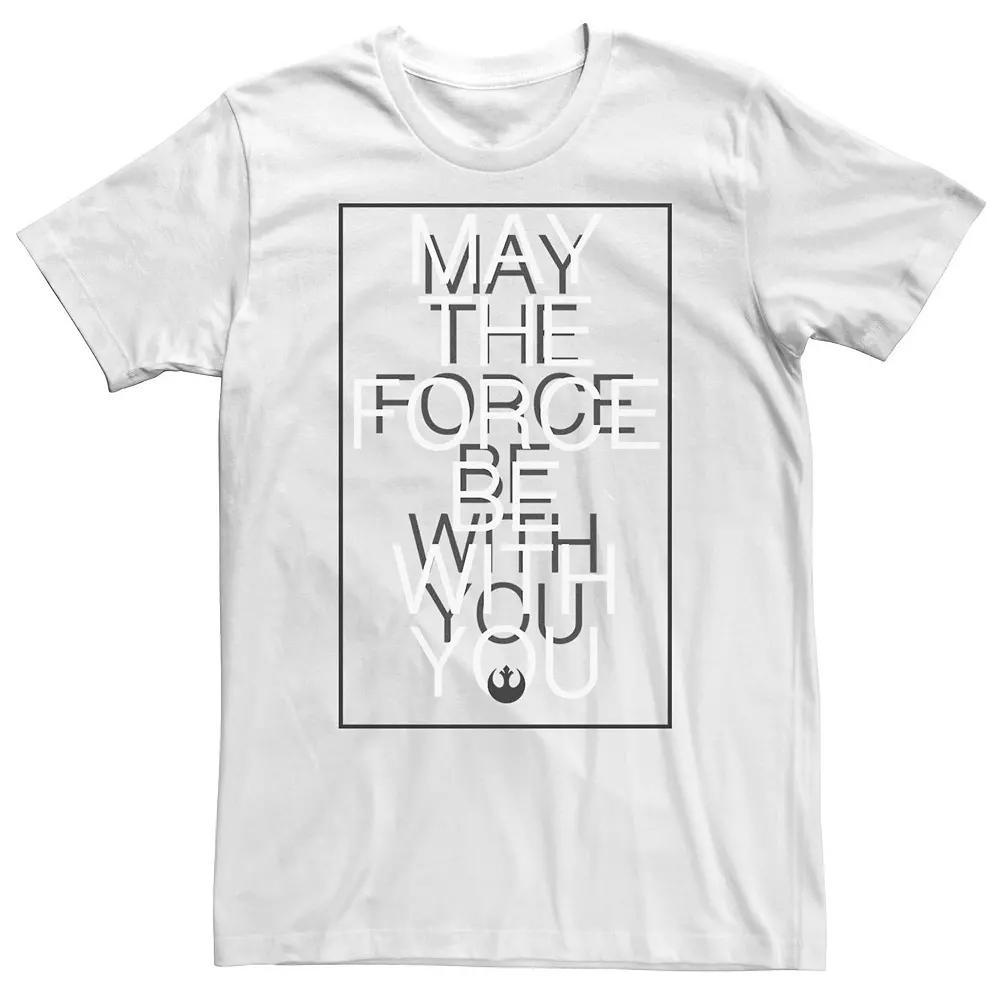 Big & Tall Star Wars May The Force Word Stack Tee, Men's, Size: XL Tall, White Product Image