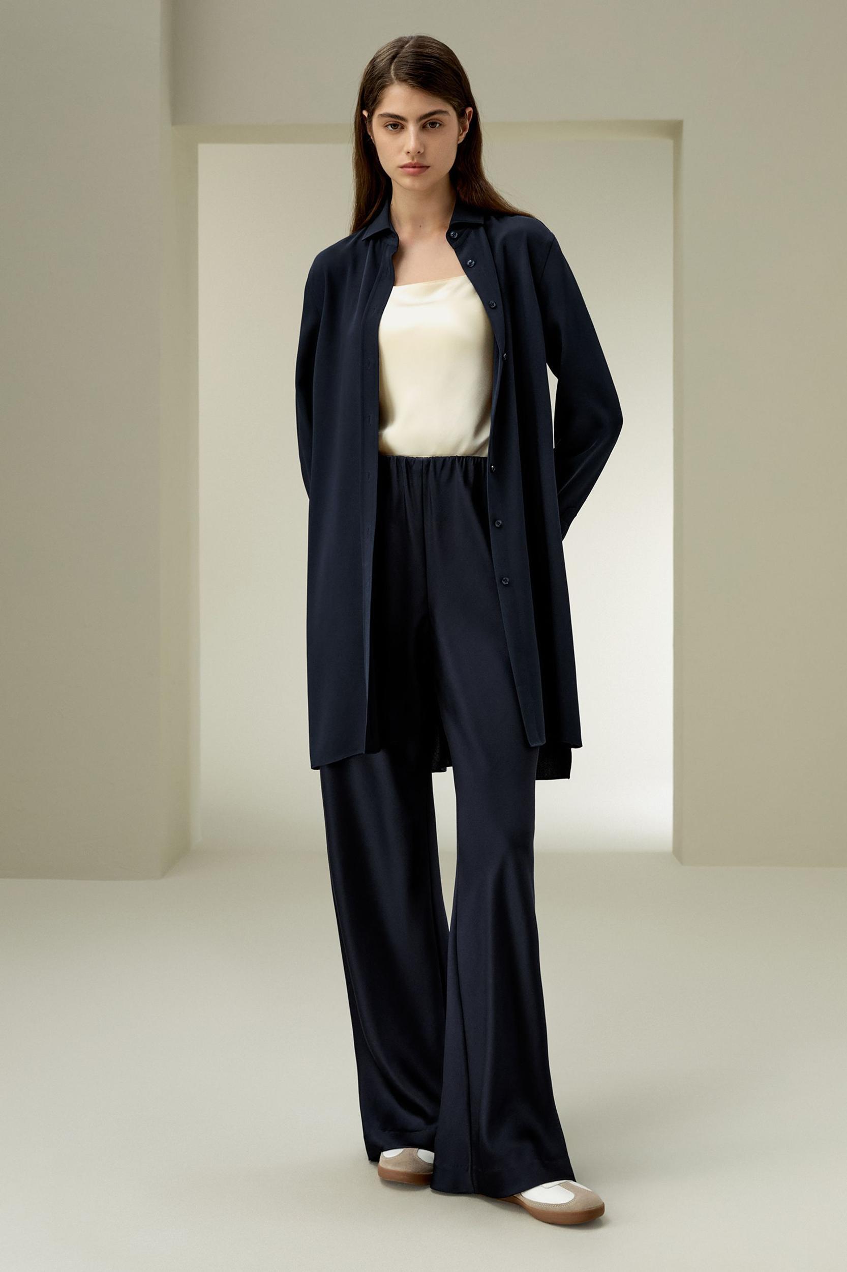 Classic Longline Silk Shirt Product Image