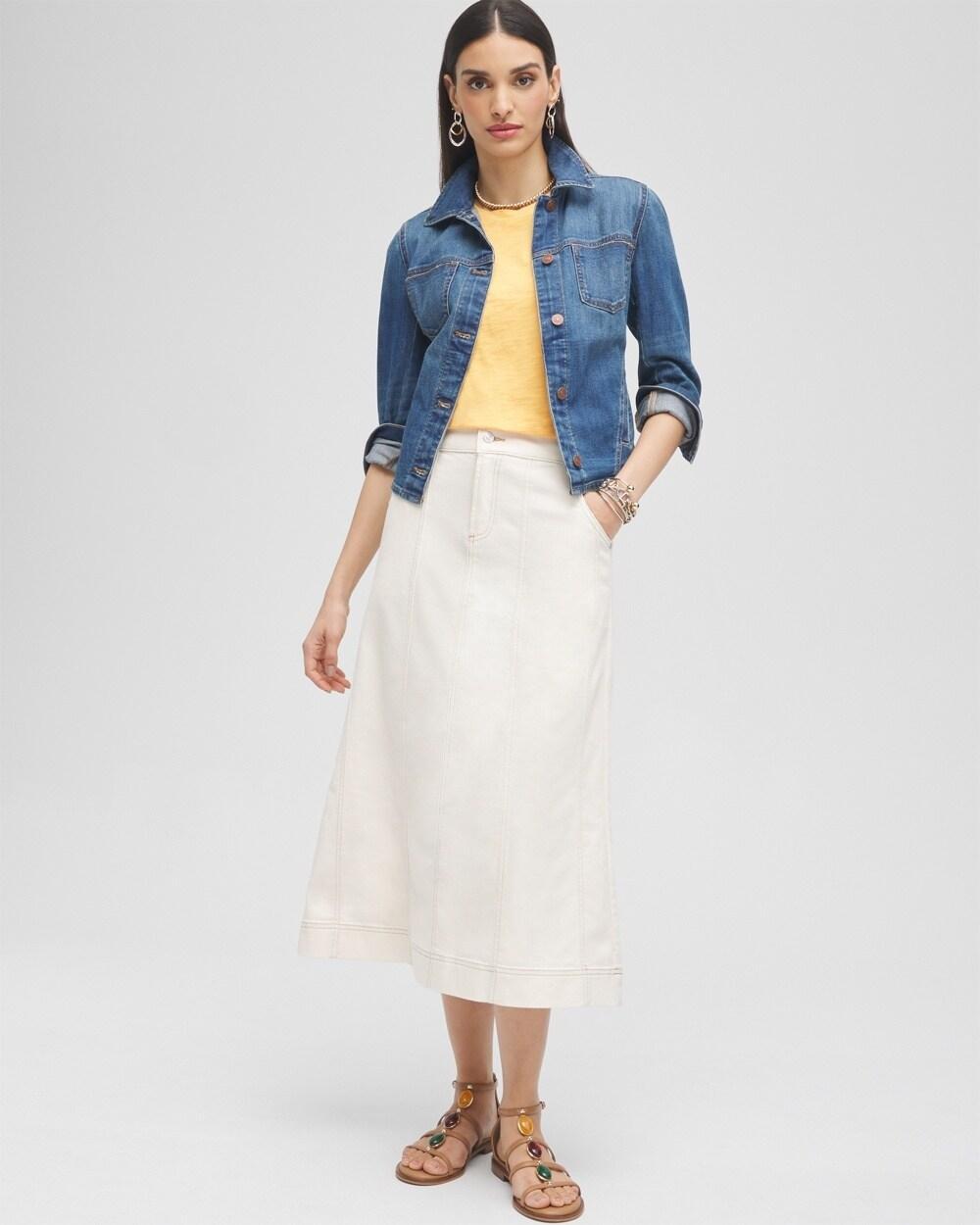 Seeded Denim Midi Skirt Product Image