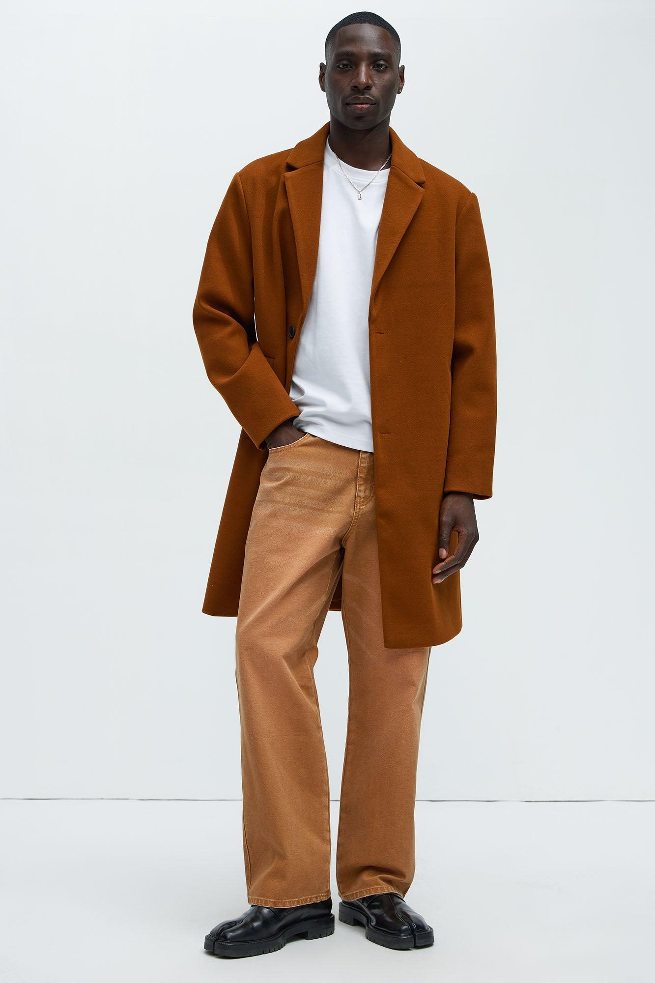 Tomsk Wool Long Coat - Brown Male Product Image