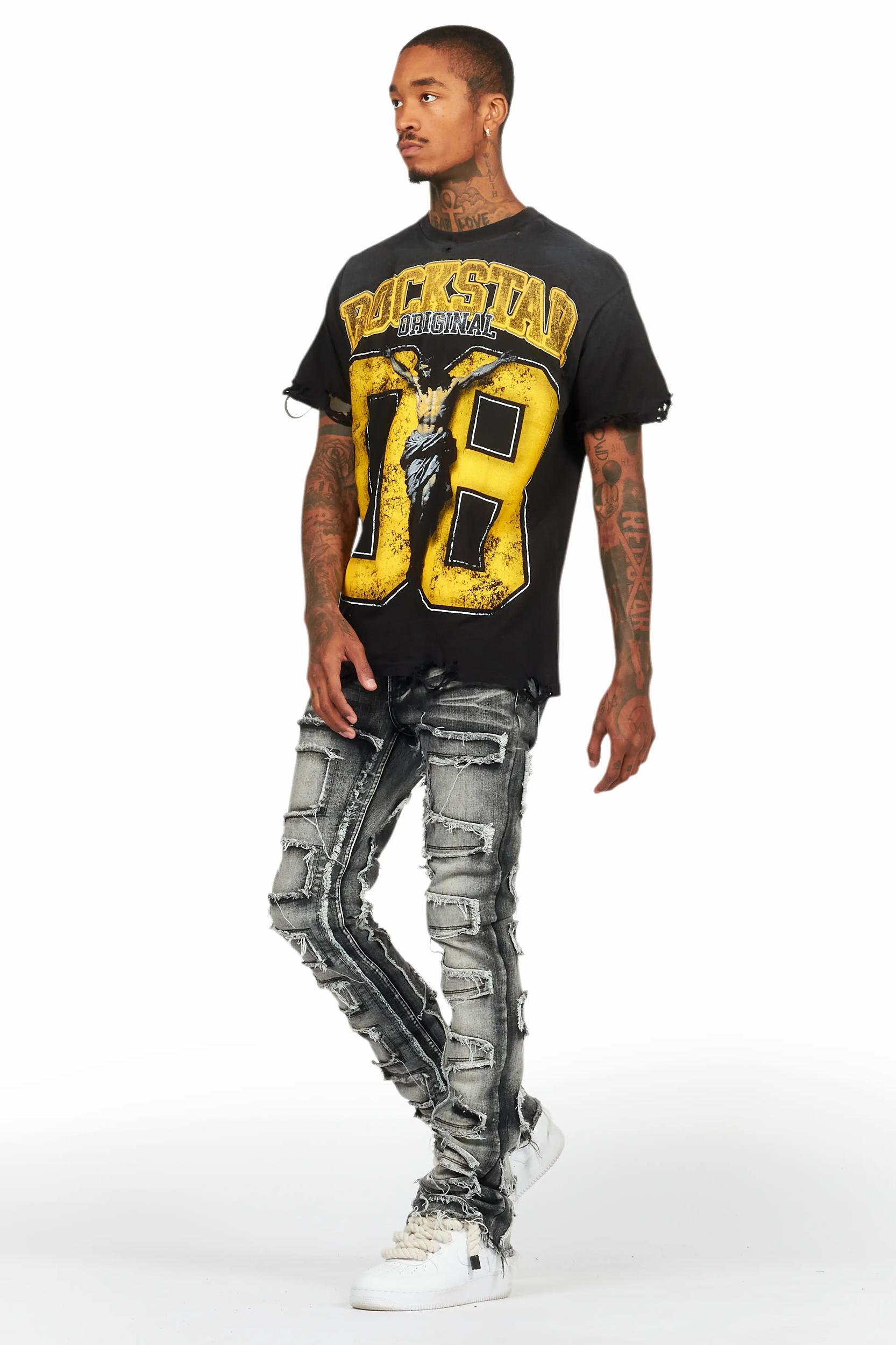 Fields Black/Yellow Oversized Graphic T-Shirt Male Product Image