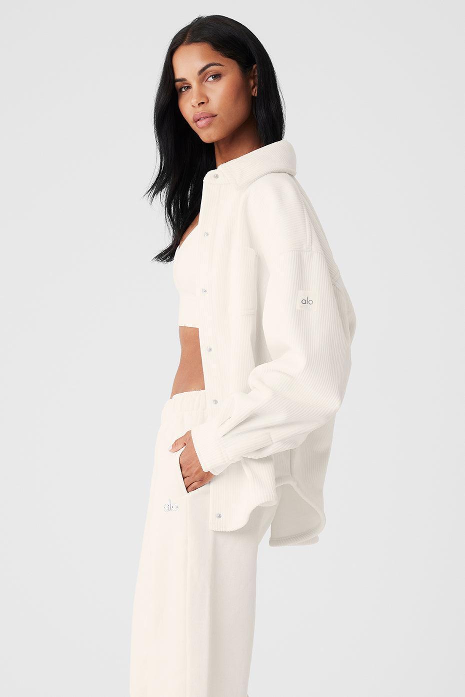Alo Yoga | Ribbed Velour Mountain Side Shacket Jacket White Product Image