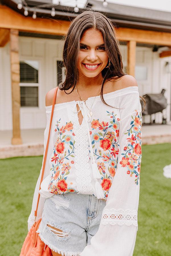 Dune Dreaming Embroidered Top In White Product Image