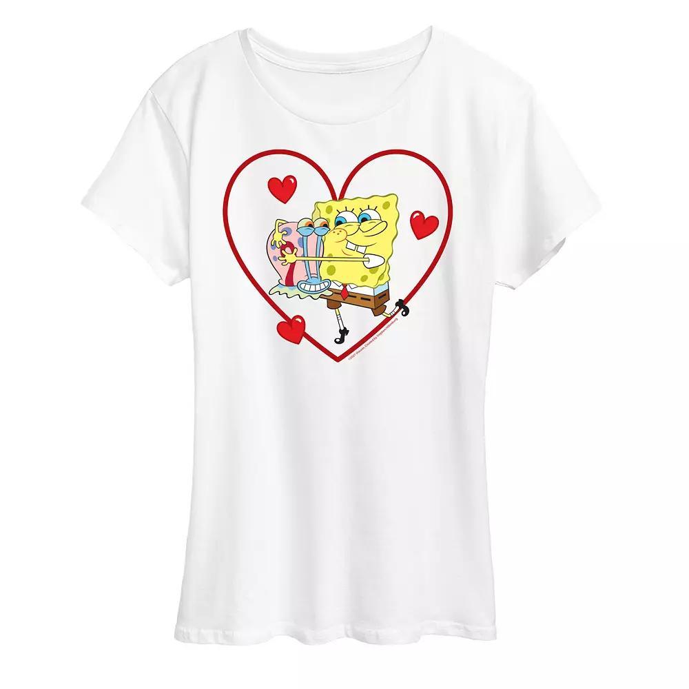 Womens Spongebob Squarepants Spongebob Gary Heart Graphic Tee Product Image