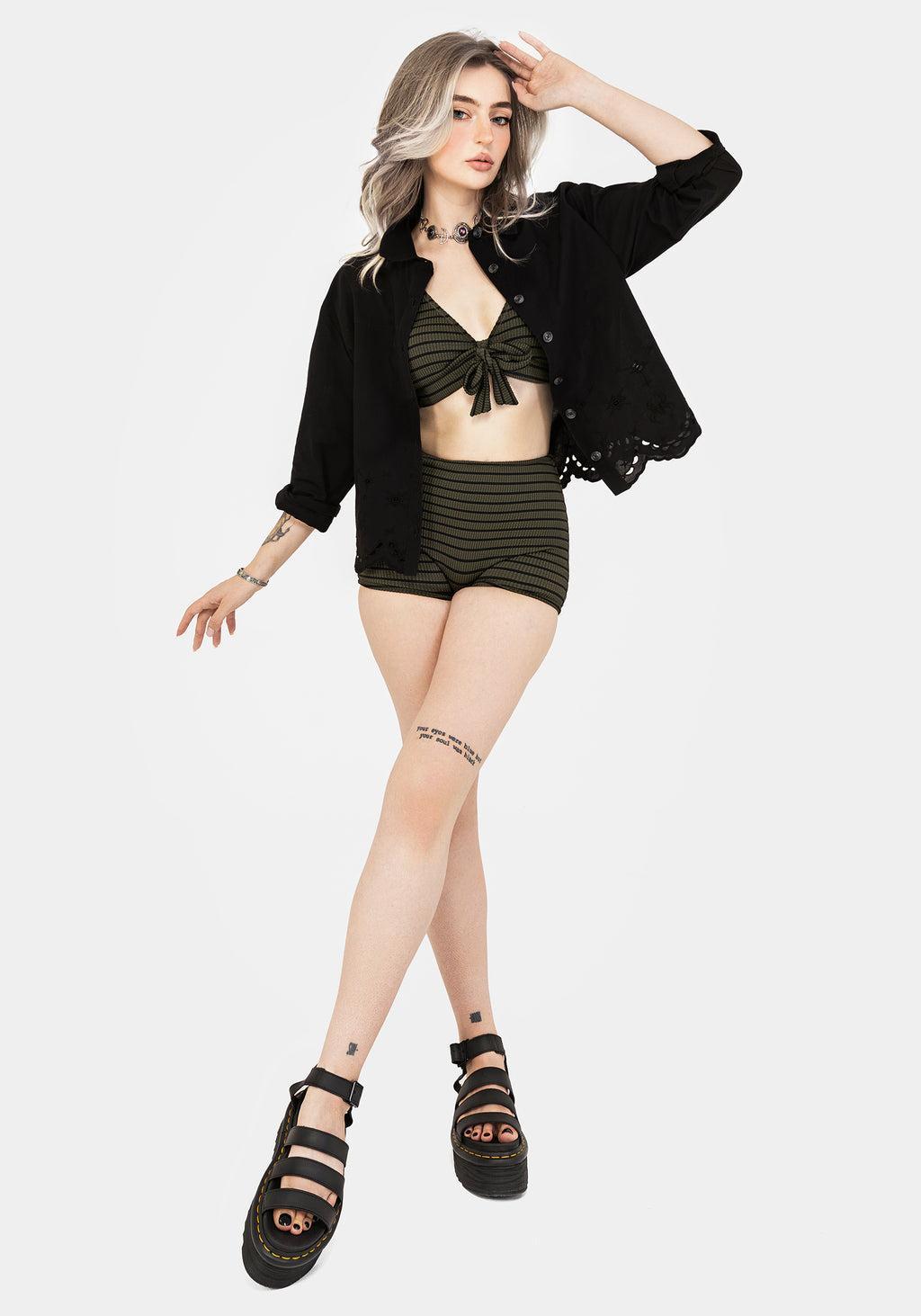 Mire Stripe High Waist Swim Shorts Product Image