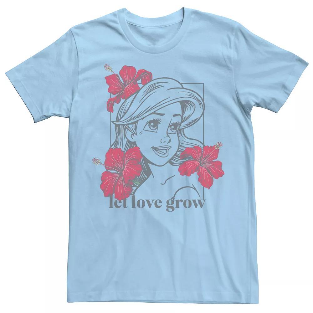 Disney's The Little Mermaid Ariel Let Love Grow Floral Men's Tee, Size: XXL, Light Blue Product Image