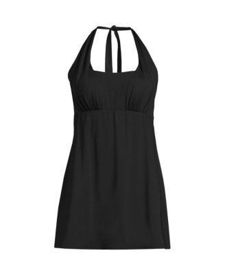 Women's Lands' End Chlorine Resistant Square Neck Halter Swim Dress, Size: Small, Black Product Image