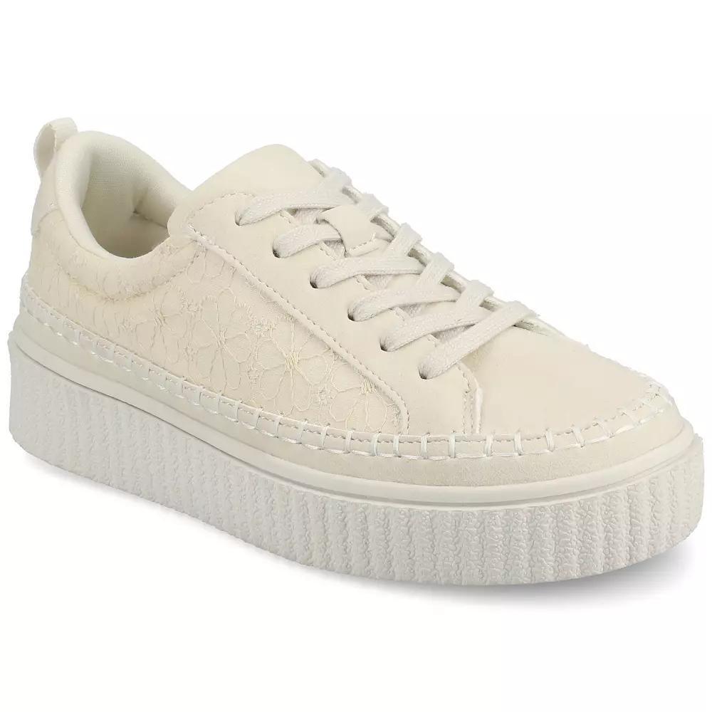 Journee Pazey Womens Casual Lace-Up Platform Sneakers Ivory Product Image