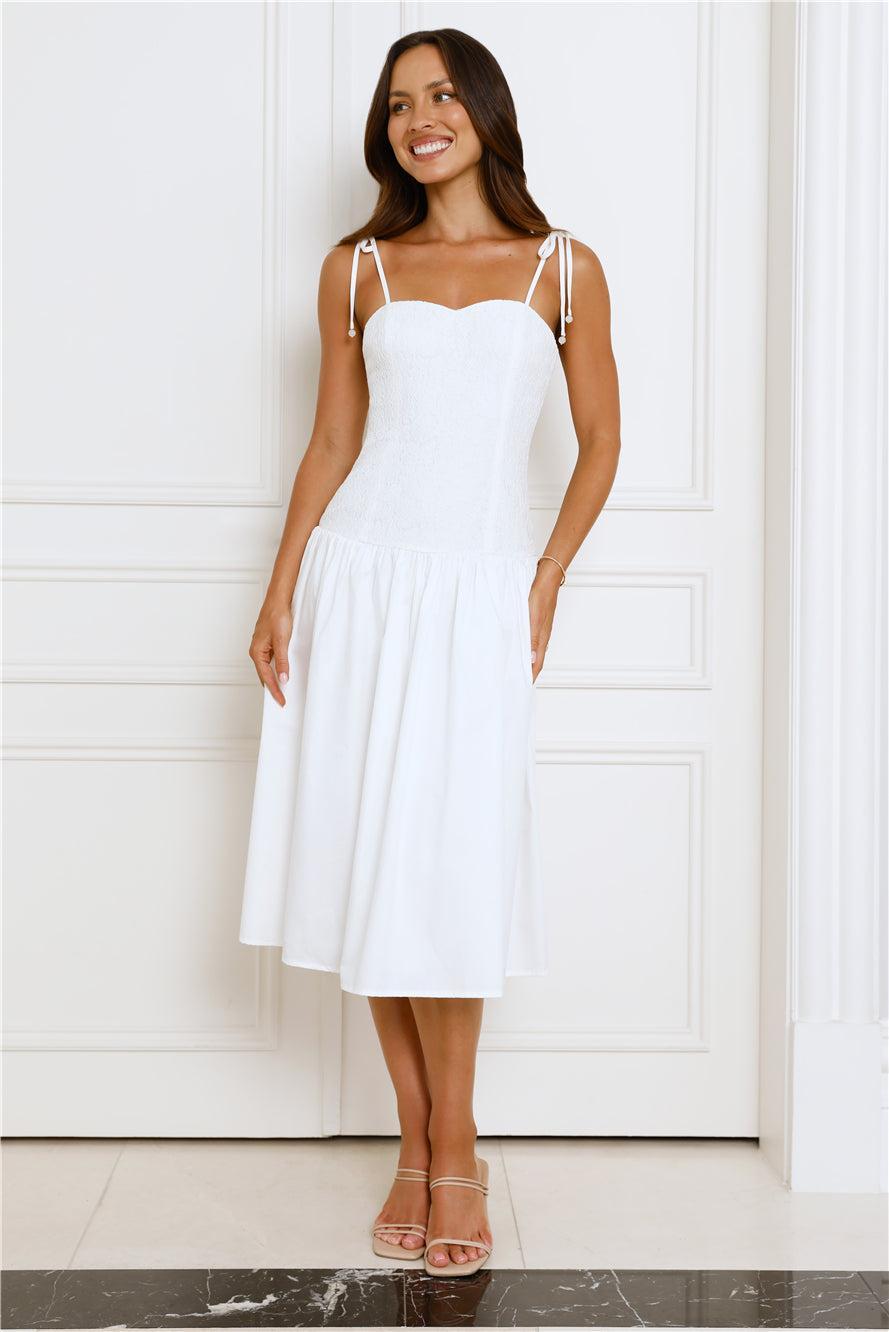 Sailing On A Dream Lace Midi Dress White Product Image