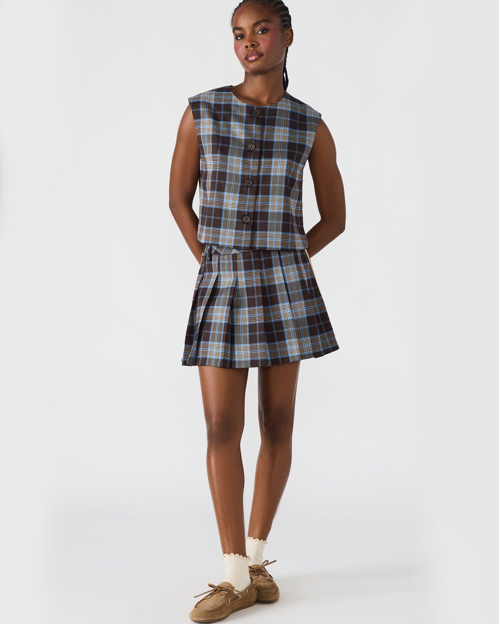 ALESSA TOP BROWN PLAID Female Product Image