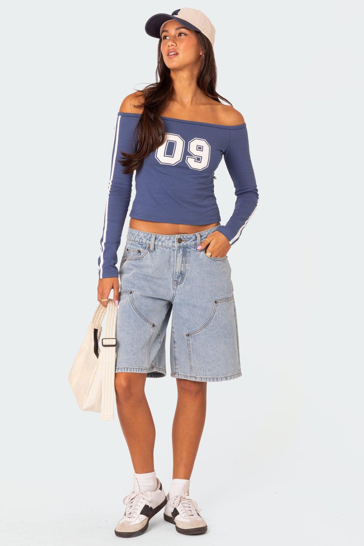 90'S Off Shoulder Long Sleeve T Shirt Product Image