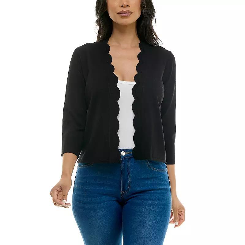 Women's Nina Leonard Scallop Hem Bolero Cardigan, Size: XL, Nina Red Product Image