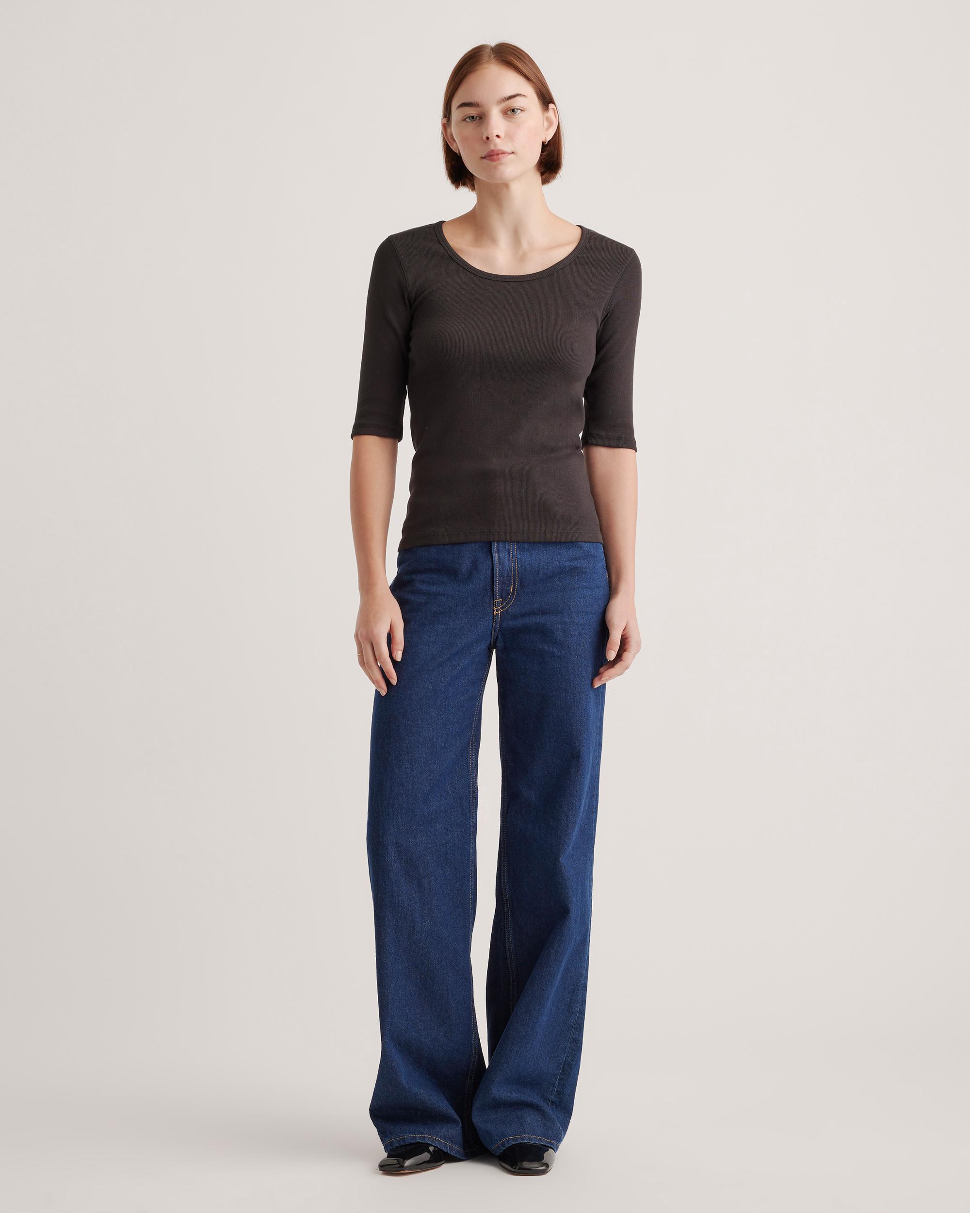 Quince | Women's Micro-Rib Elbow Sleeve T-Shirt Size XS, Organic Cotton Product Image