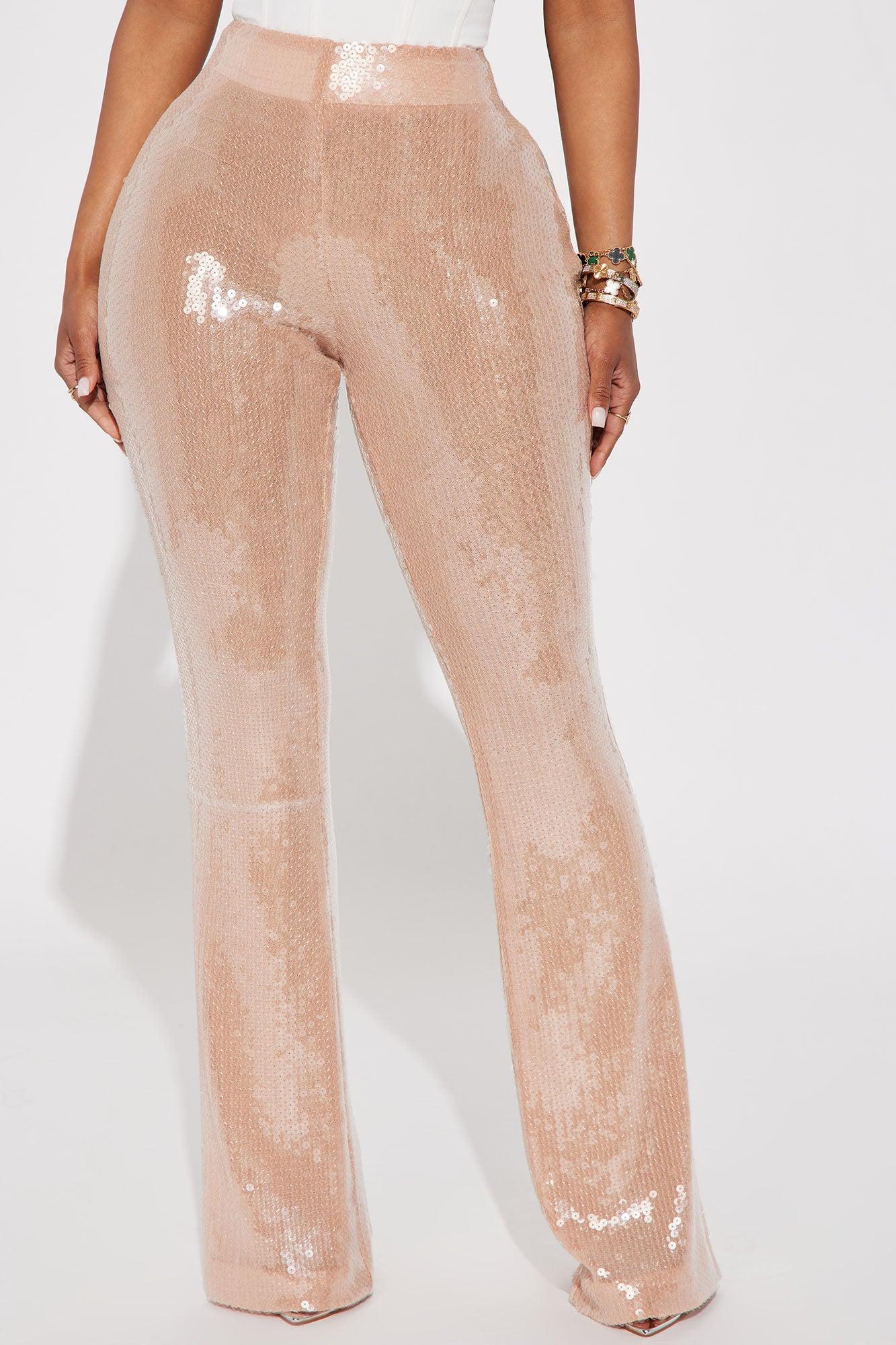 Outshining Sequin Flare Pant - Taupe Product Image