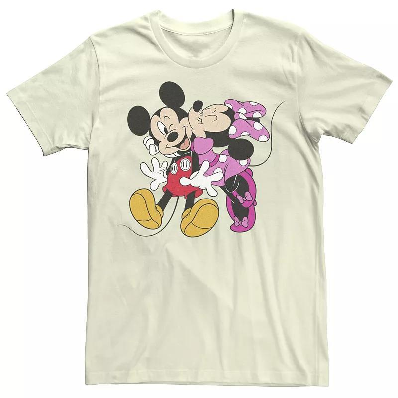 Disney's Minnie Mouse Kissing Mickey Juniors' Boyfriend Graphic Tee, Women's, Size: Medium, Natural Product Image