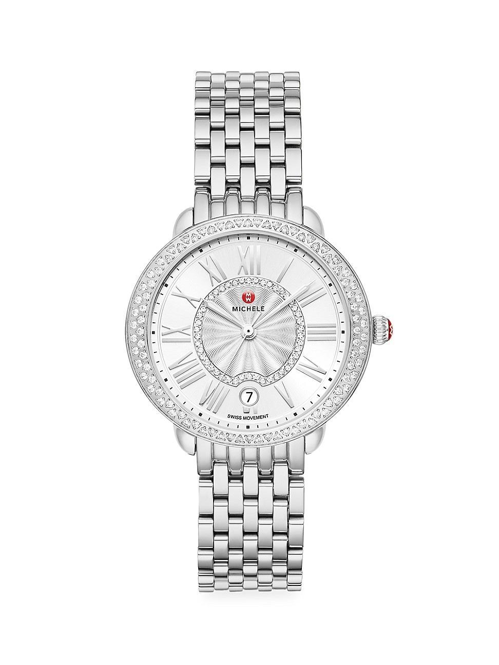Michele Serein Mid Stainless Steel Diamond Watch, 36mm Product Image