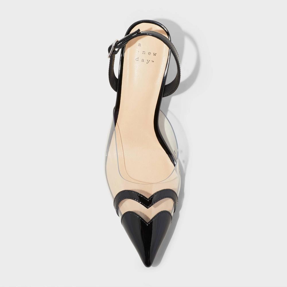 Womens Eleanor Heart Slingback Heels - A New Day Black 6.5 Product Image