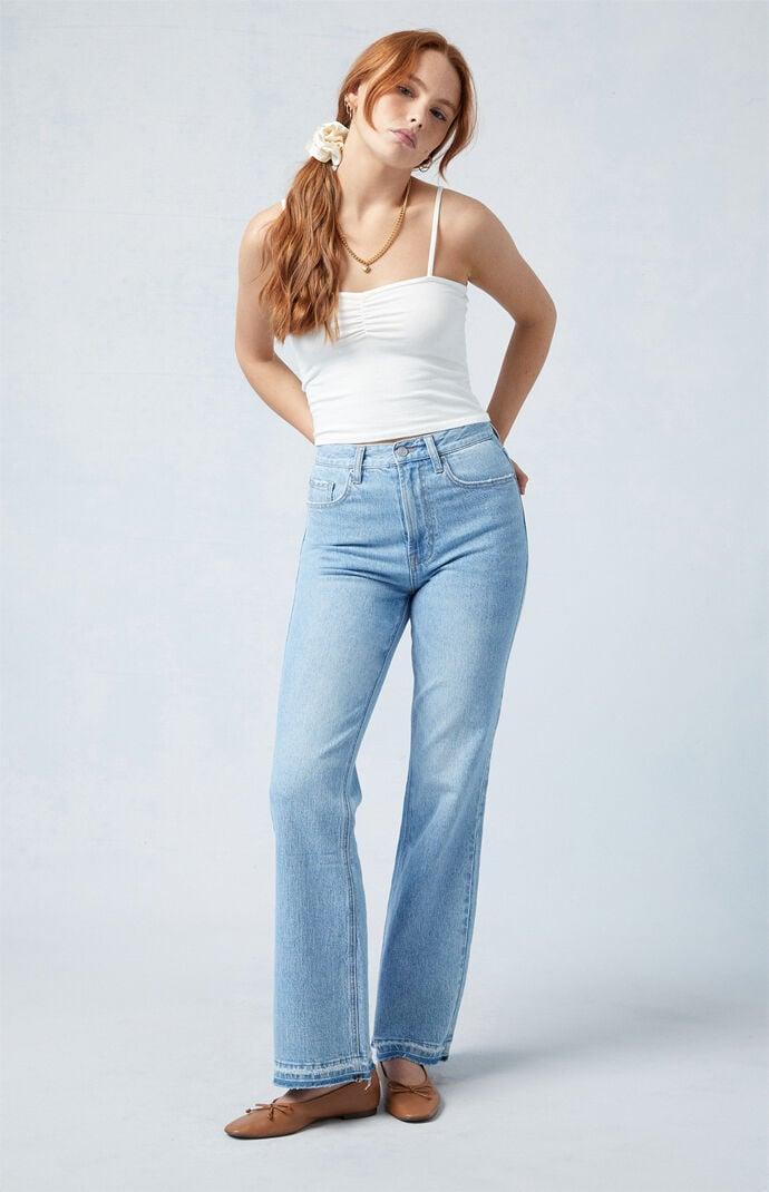Womens Eco Stretch Light Indigo High Waisted Bootcut Jeans Product Image
