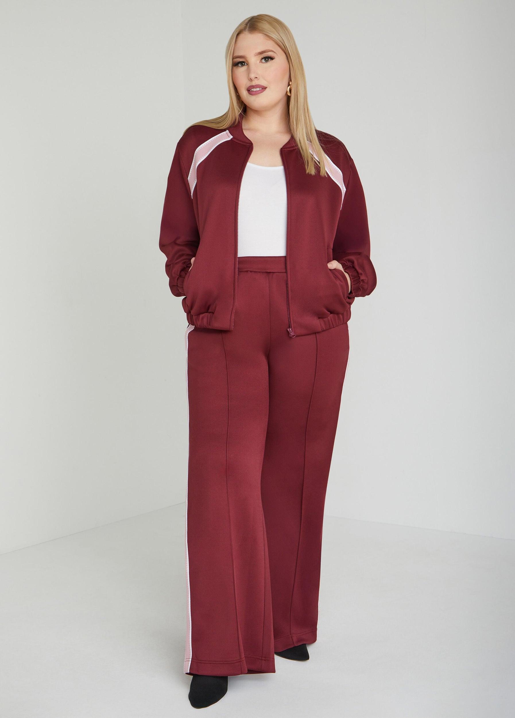 Plus Size Embroidered Pique Track Pants Ashley Stewart Product Image