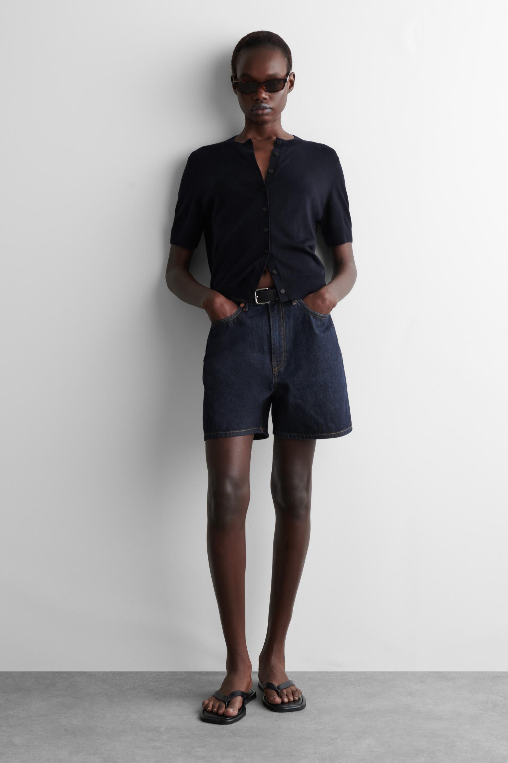 HIGH-RISE DENIM SHORTS Product Image