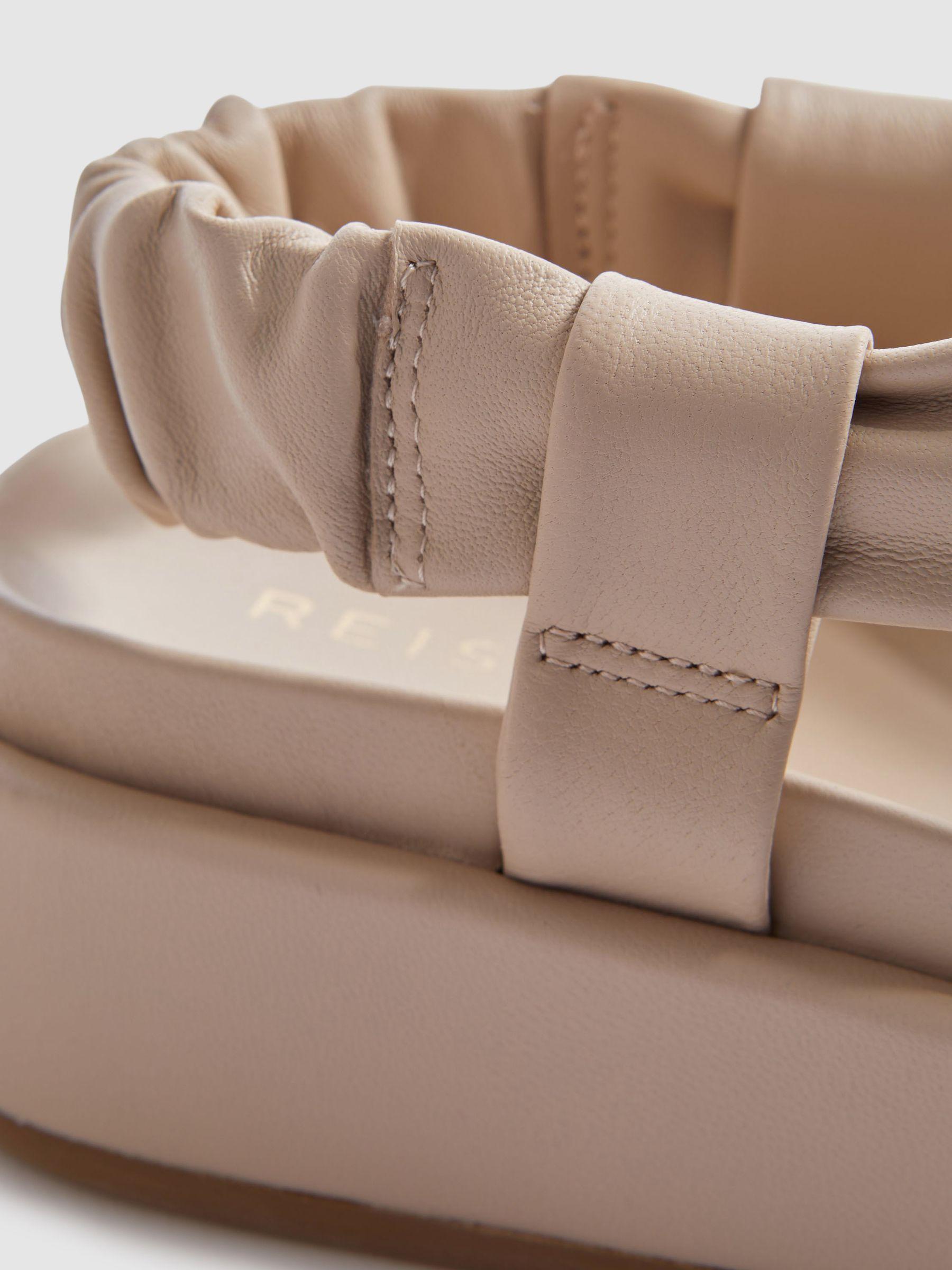 Chunky Platform Leather Sandals in Nude Product Image