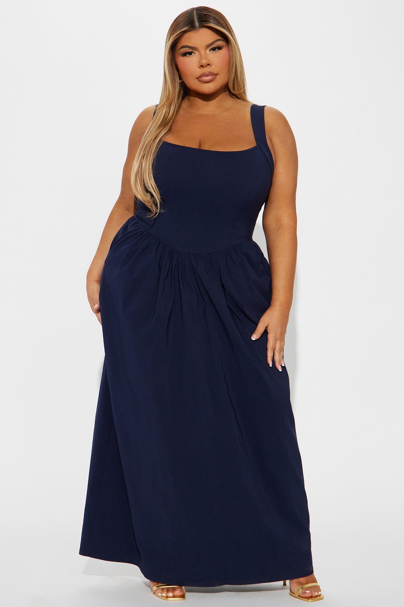 Joanna Poplin Maxi Dress - Navy Product Image