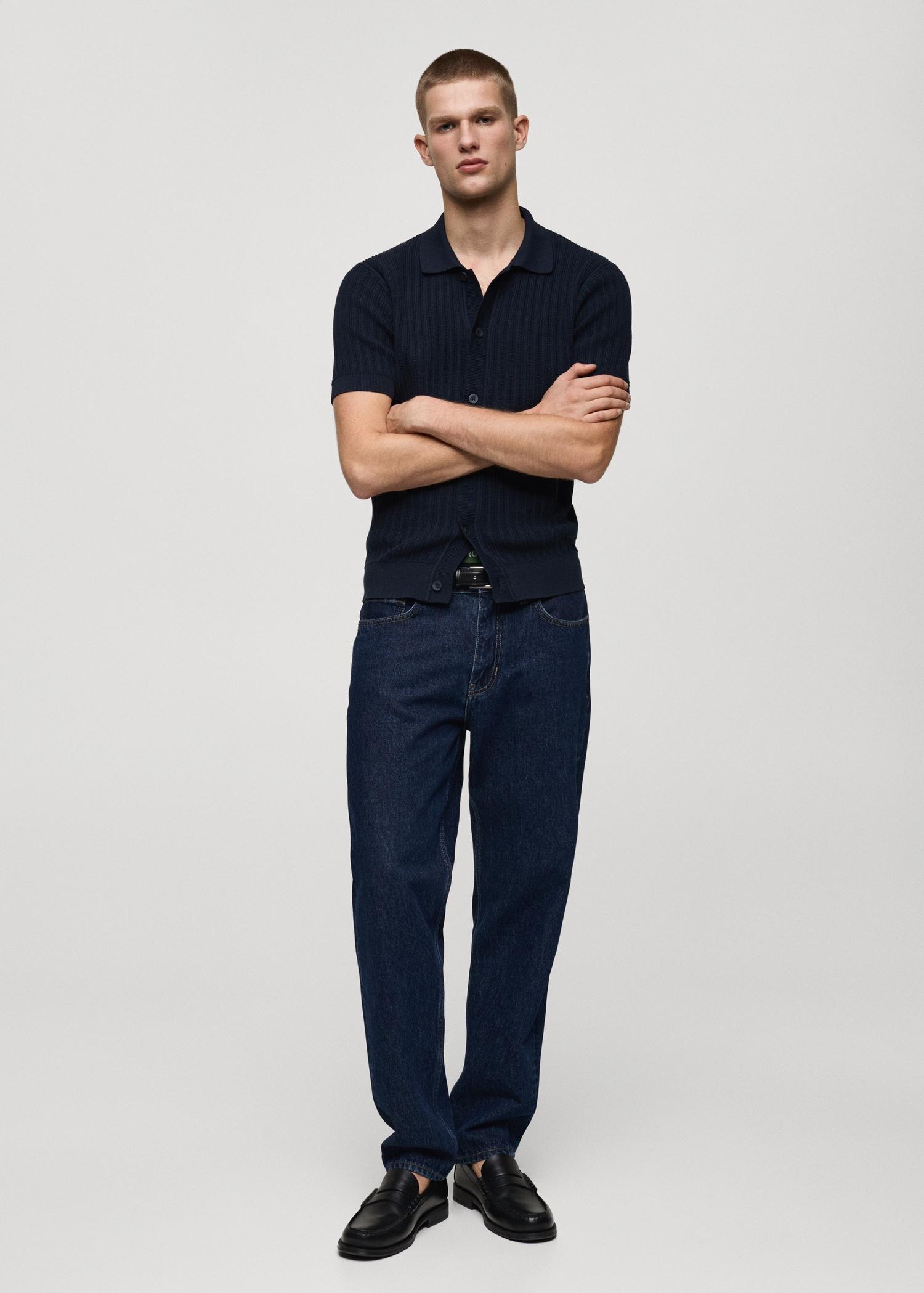 100% cotton shirt structure - Men | MANGO USA Product Image