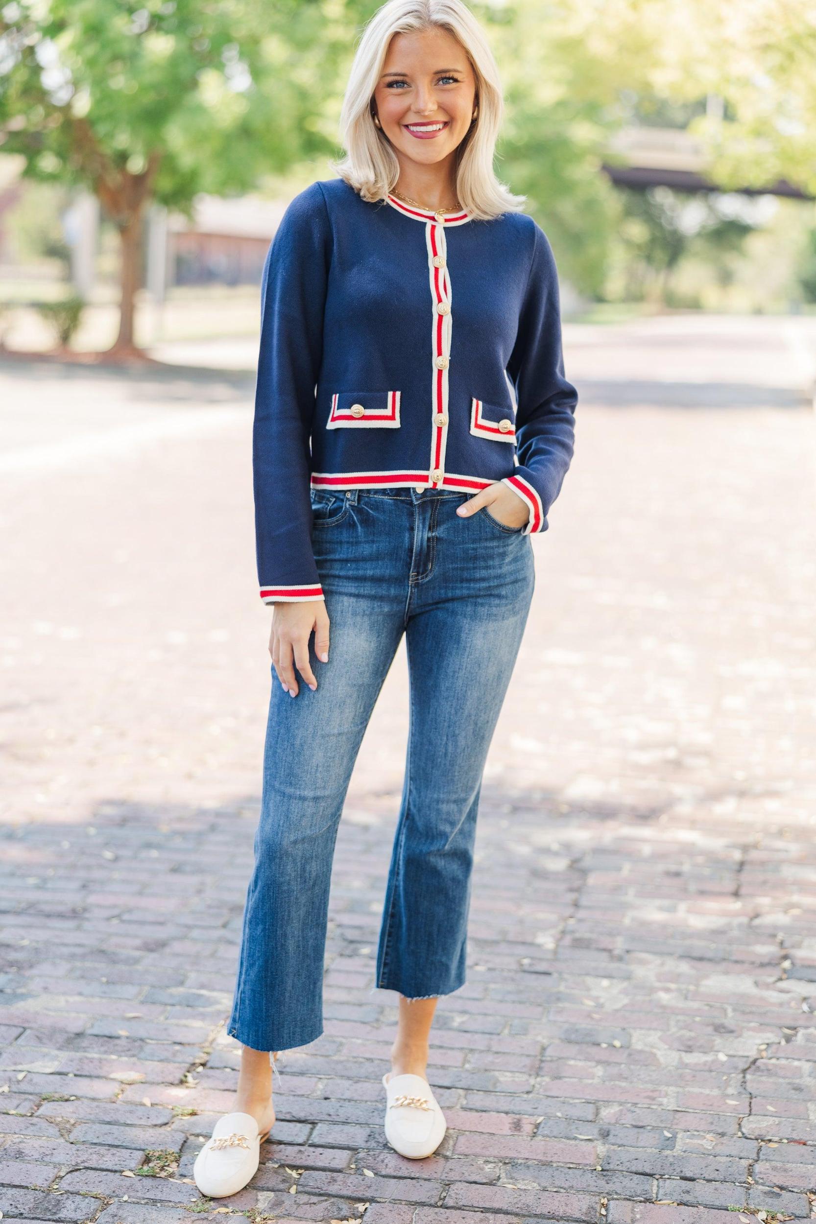 Sail Away With Me Navy Blue Cardigan Female Product Image