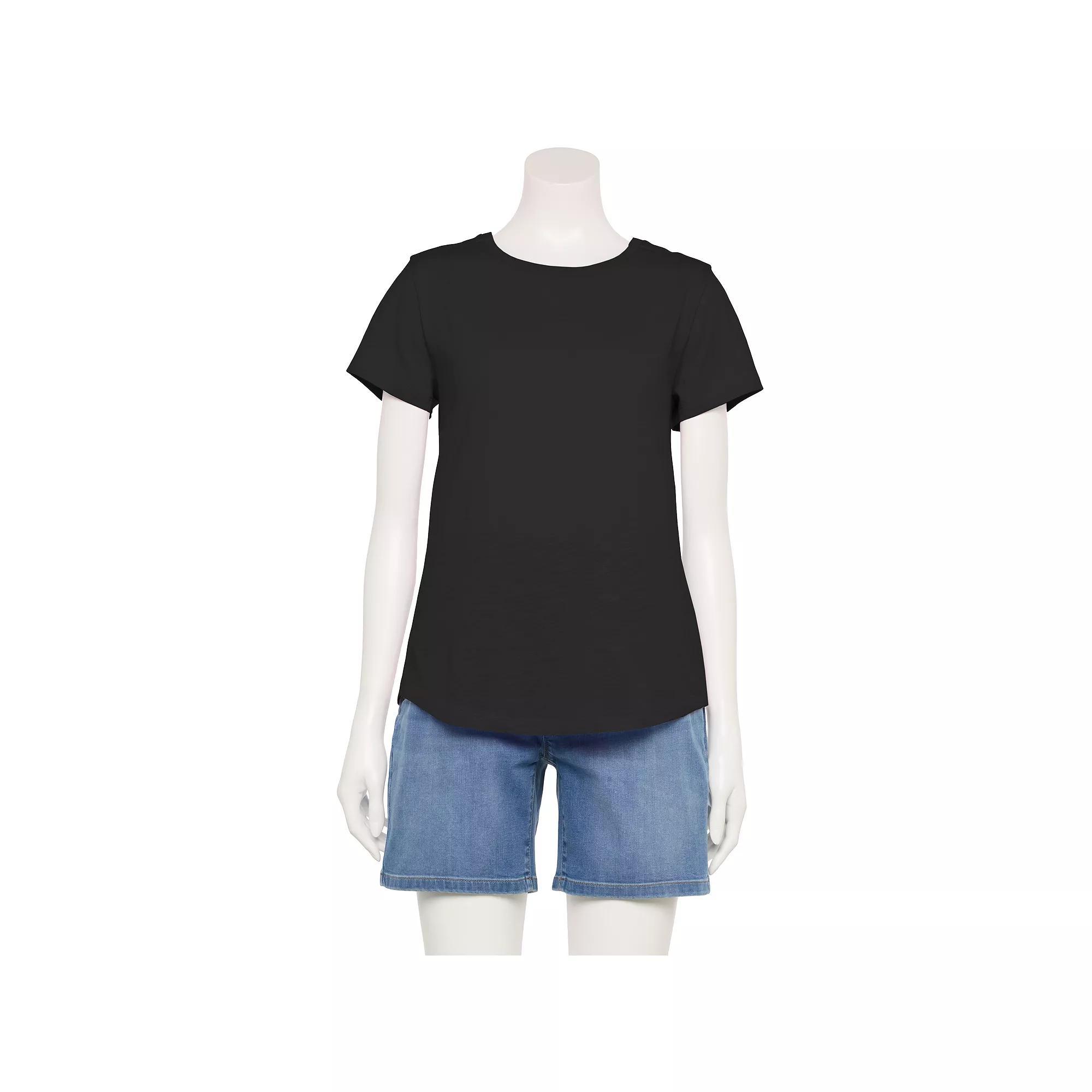 Women's Sonoma Goods For Life® Adaptive Everyday Short Sleeve Crewneck T-Shirt, Size: Small, Pitch Black Product Image