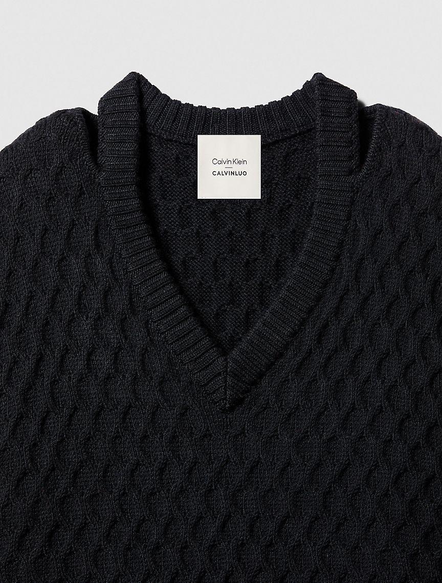 Merino Wool Cable Knit Relaxed Vest Product Image