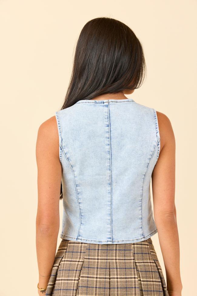 My Favorite Light Wash Stretch Denim Vest DOORBUSTER Product Image