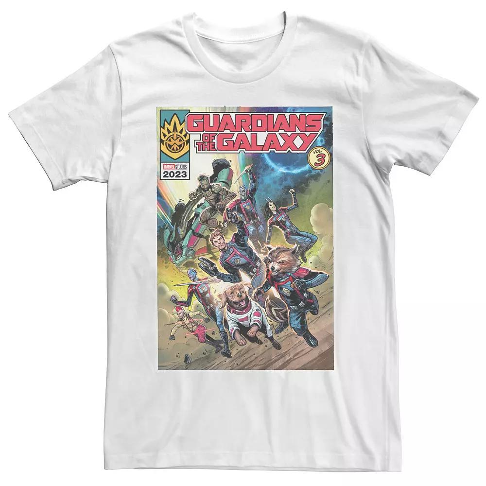 Men's Marvel Guardians Of The Galaxy Vol. 3 Action Comic Cover Graphic Tee, Size: XL, White Product Image