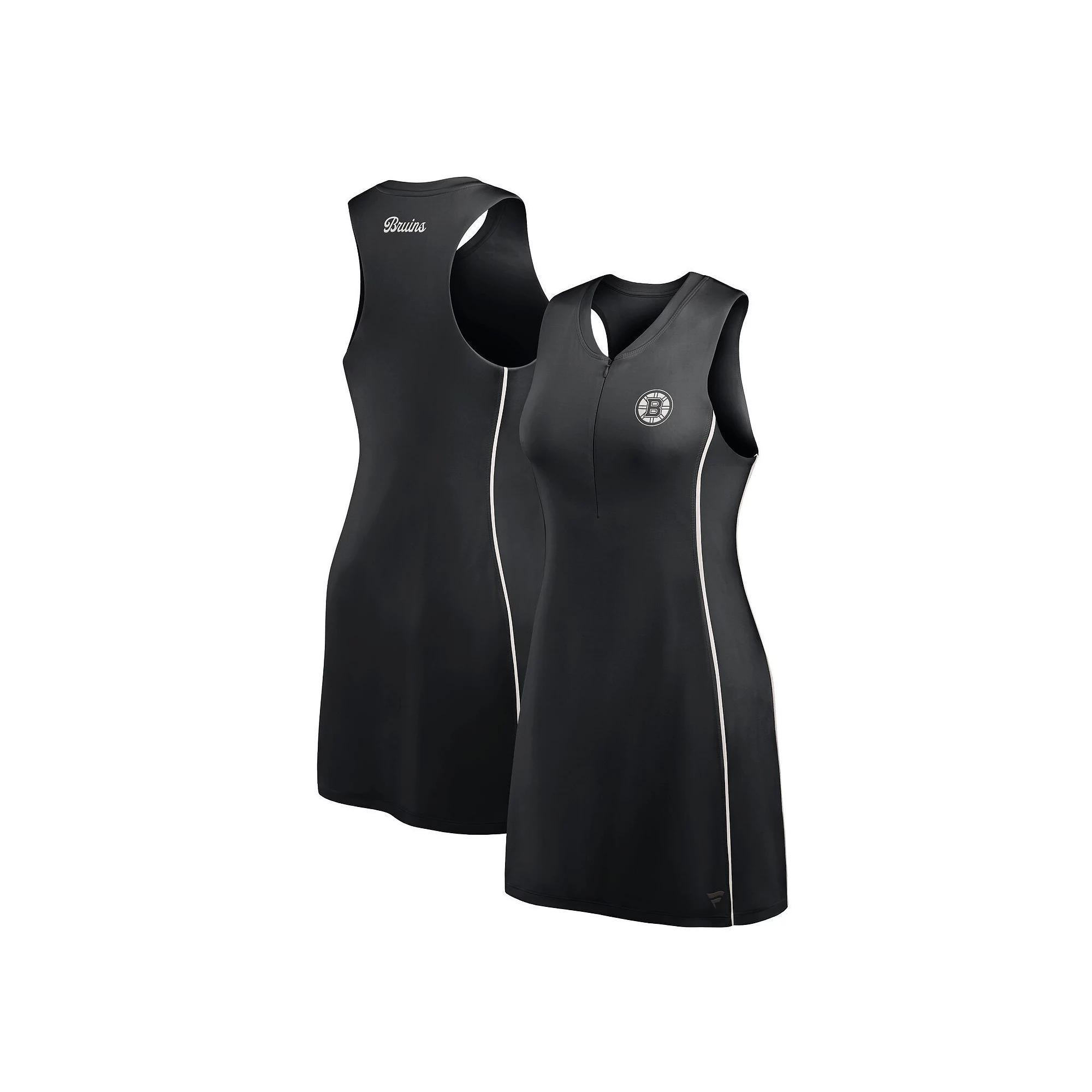 Women's Fanatics Black Boston Bruins Studio Boost Athletic Half-Zip Dress, Size: XL Product Image