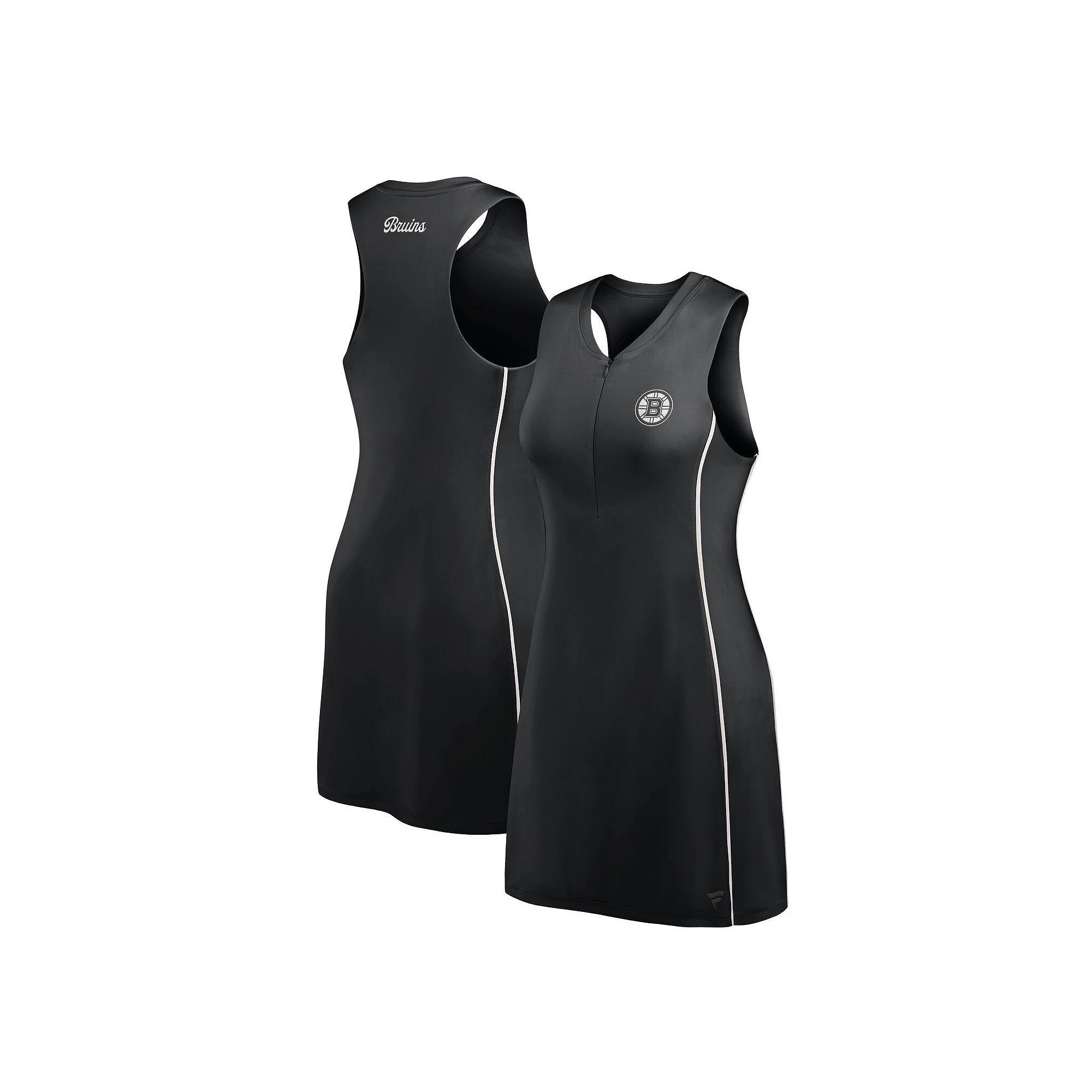 Women's Fanatics Black Boston Bruins Studio Boost Athletic Half-Zip Dress, Size: XL Product Image