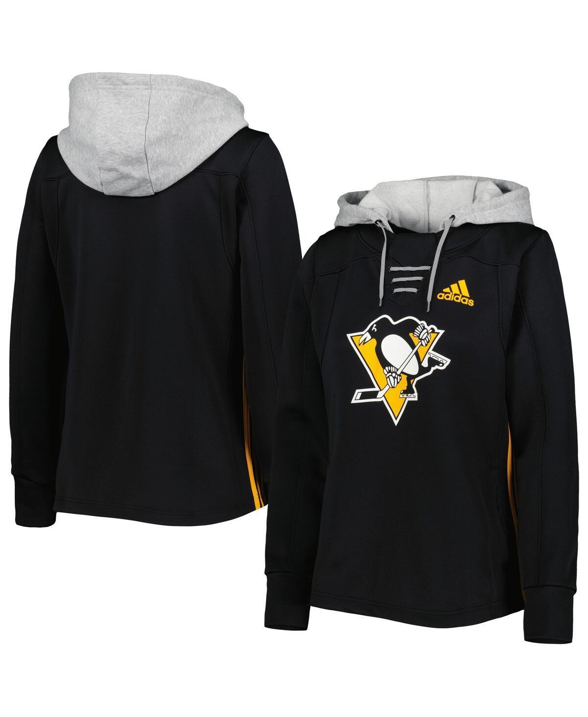 Womens adidas Pittsburgh Penguins Skate Lace Primeblue Team Pullover Hoodie Product Image