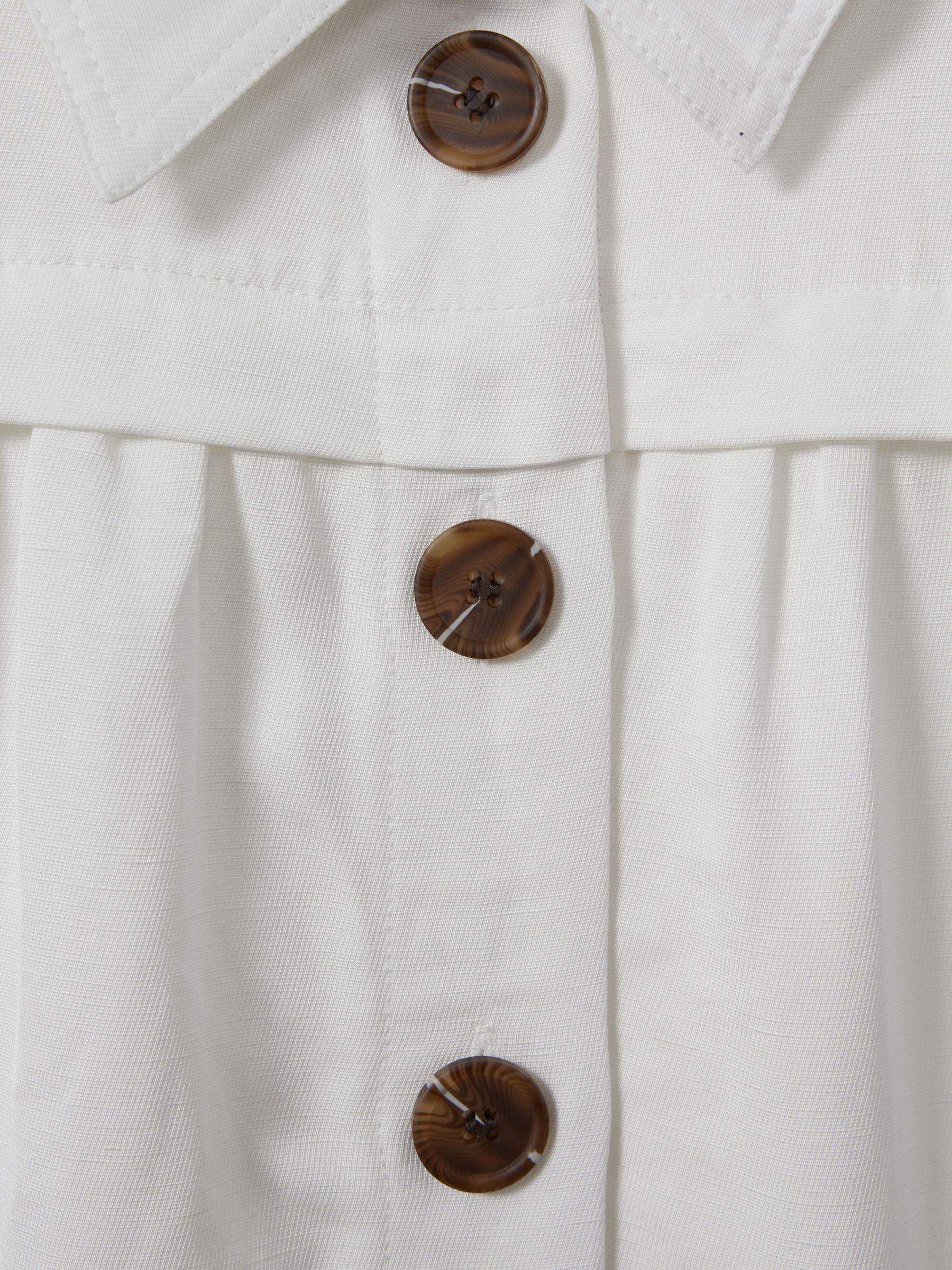 Petite Viscose-Linen Belted Midi Dress in White Product Image