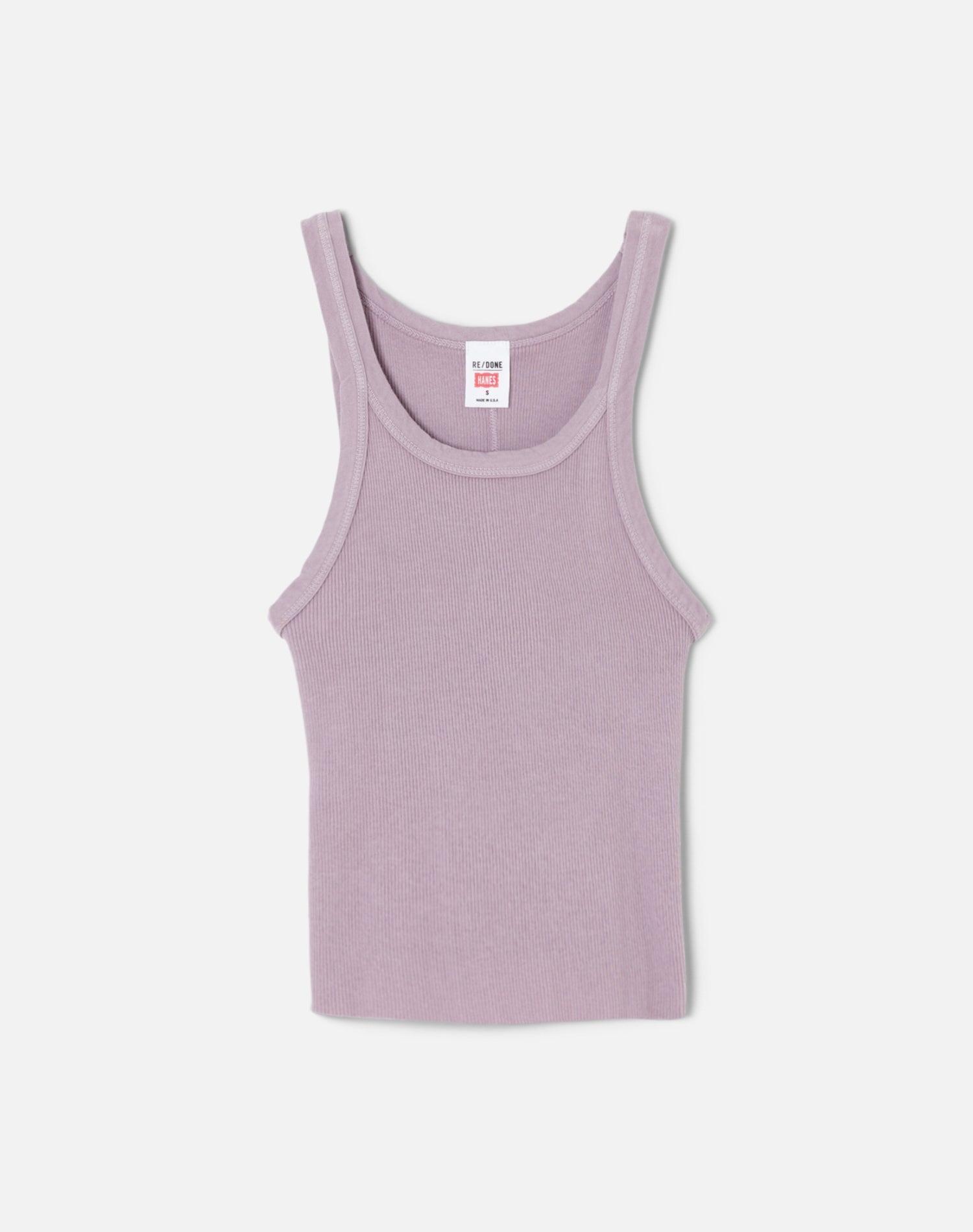 Hanes Cropped Ribbed Tank - Lavender Product Image