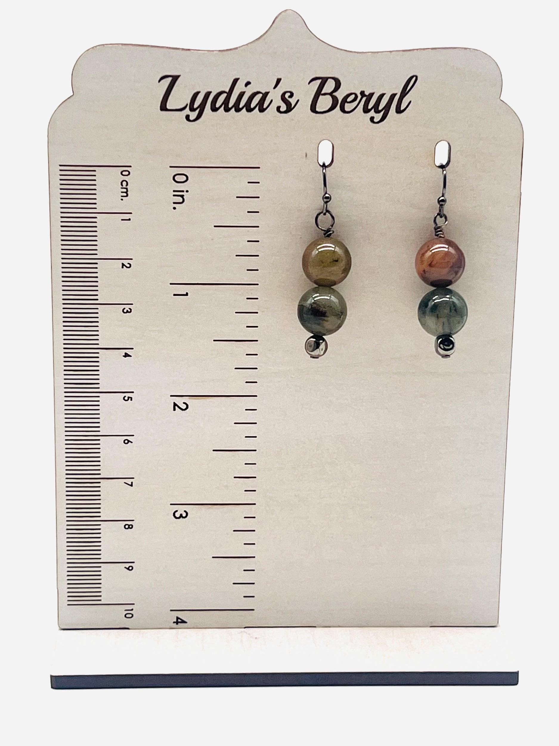 Green Agate and Copper Earrings Product Image