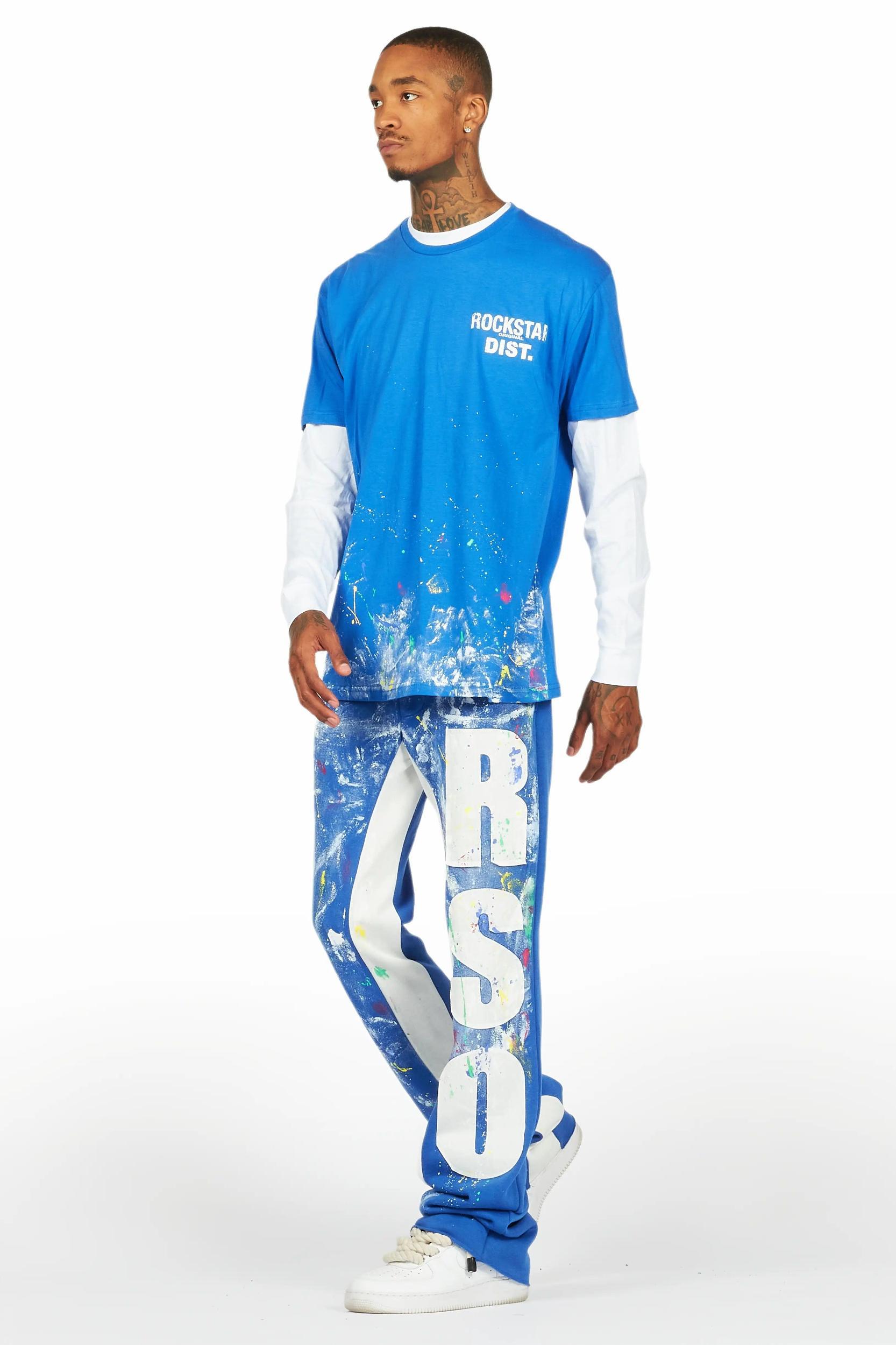Aliyas White/Royal Double Layer T-Shirt/Baggy Pant Set Male Product Image