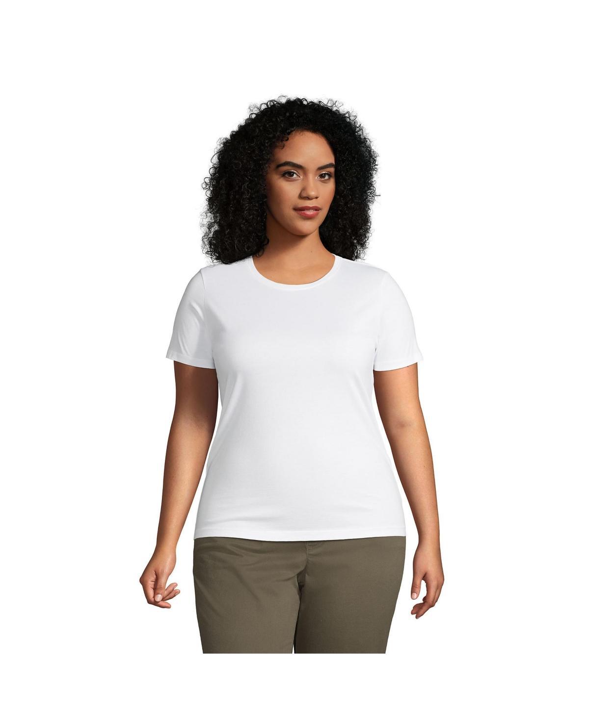 Plus Size Lands' End Relaxed Supima Cotton Crewneck Tee, Women's, Size: 3XL, White Product Image