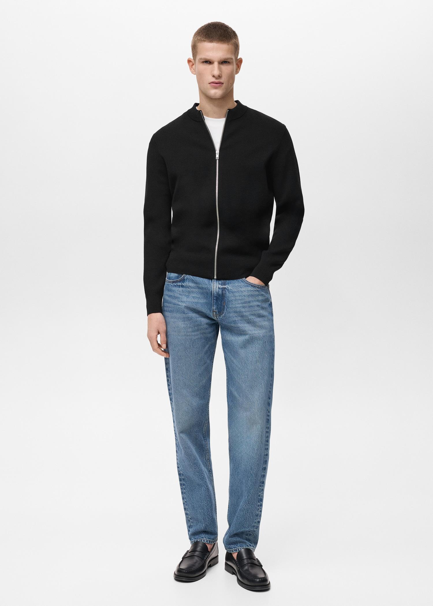 Zipped knit cardigan - Men | MANGO USA Product Image