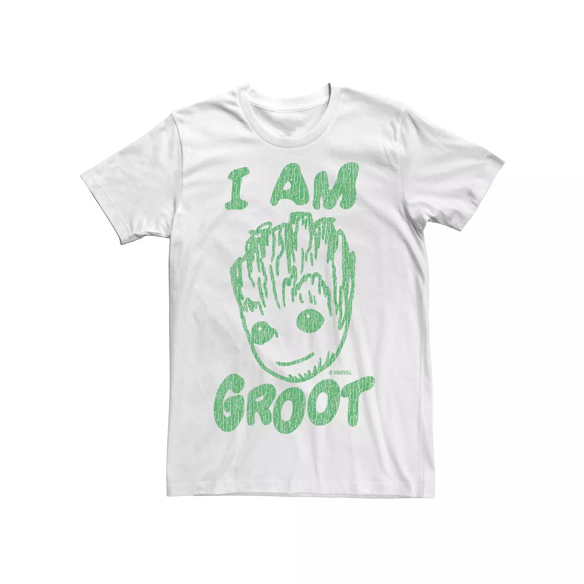 Men's Marvel Guardian Of The Galaxy Rough Groot I Am Groot Logo Tee, Size: XXL, White Product Image