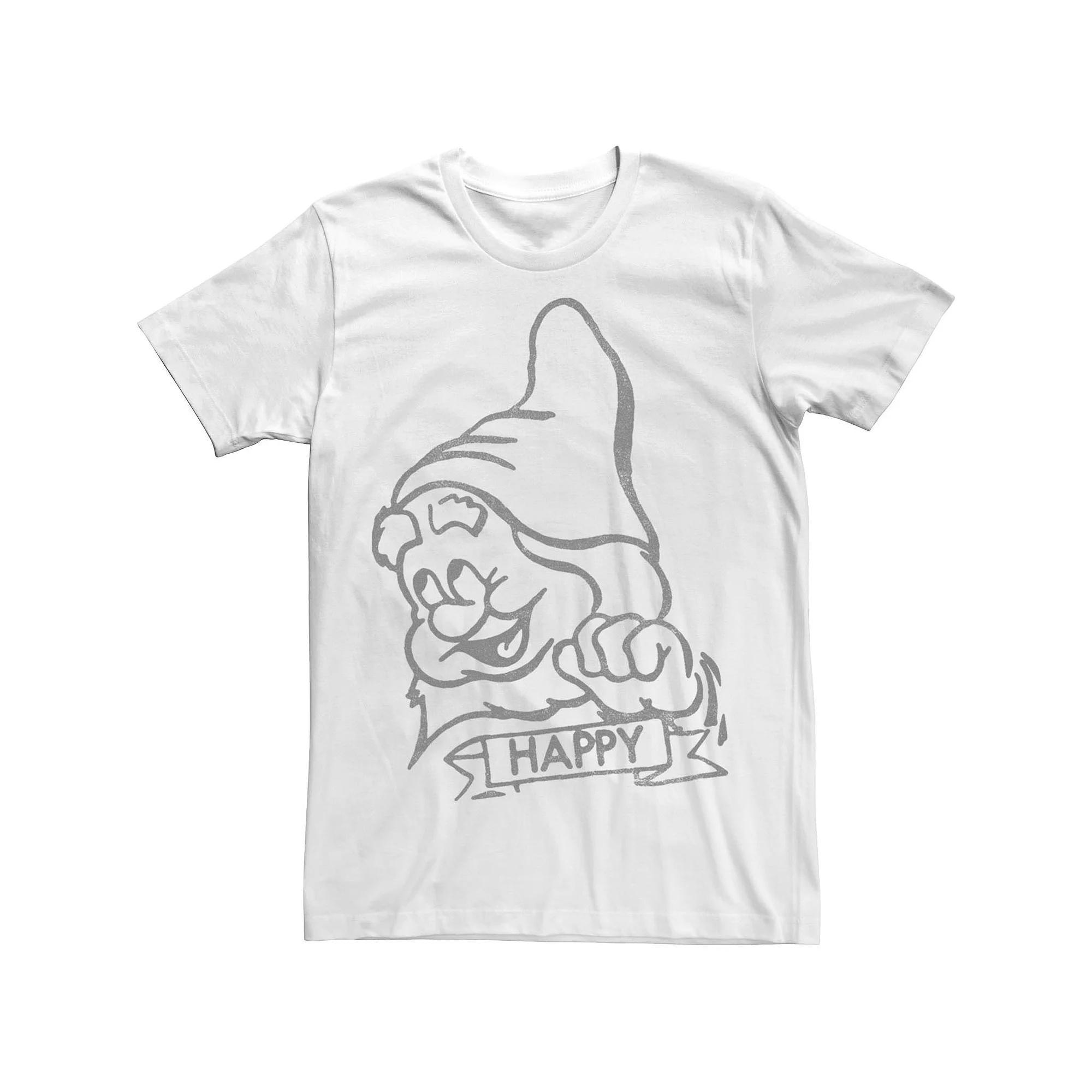 Disney's Snow White Happy Line Art Big Face Men's Tee, Size: Large Product Image