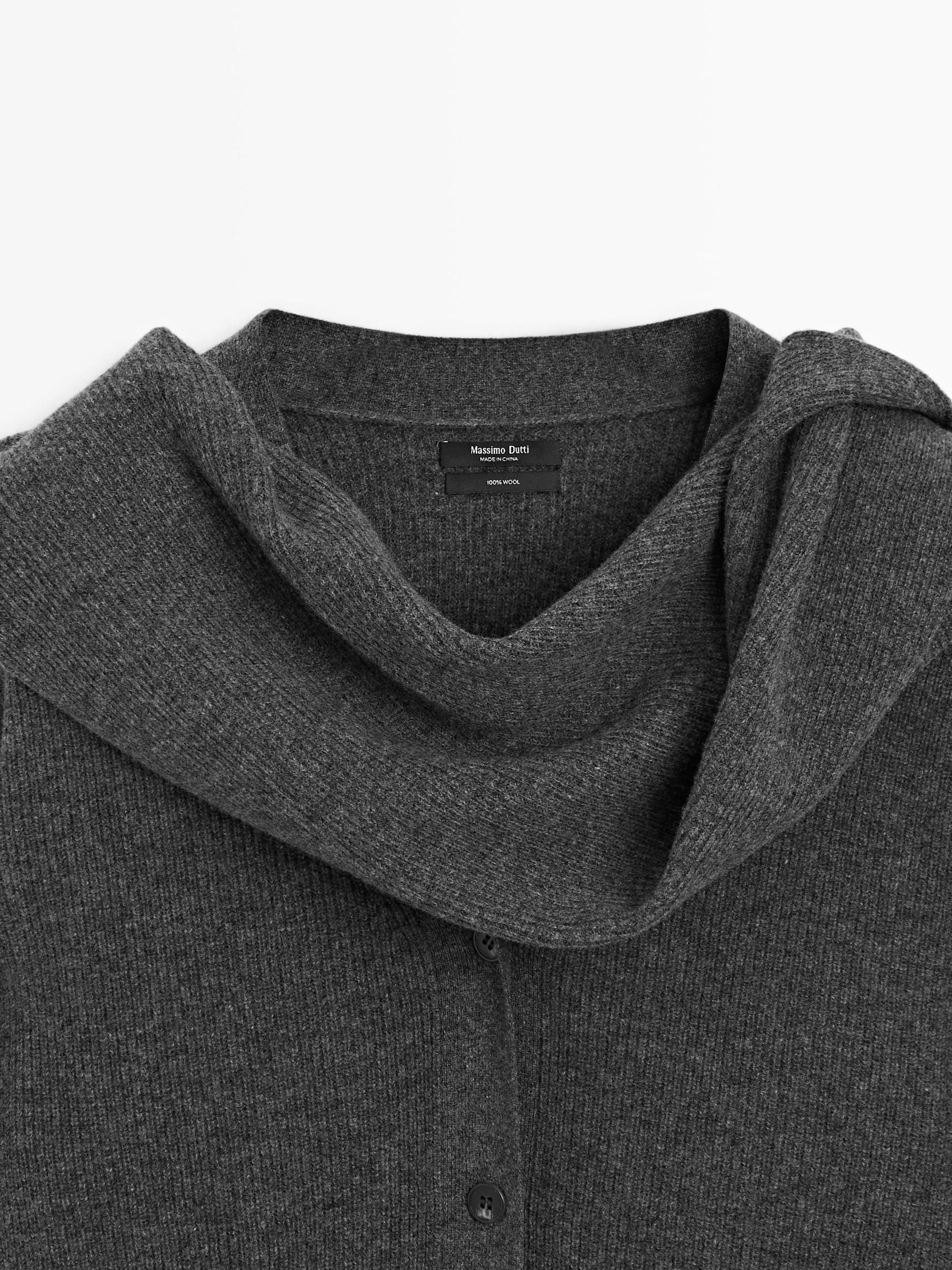 100% wool cardigan with scarf detail Product Image