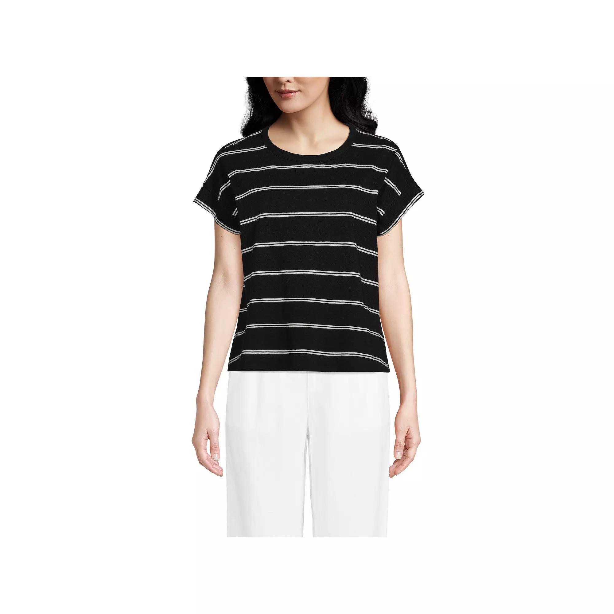 Women's Lands' End Short Sleeve Boxy Slub Tee, Size: Small, Ivory Product Image