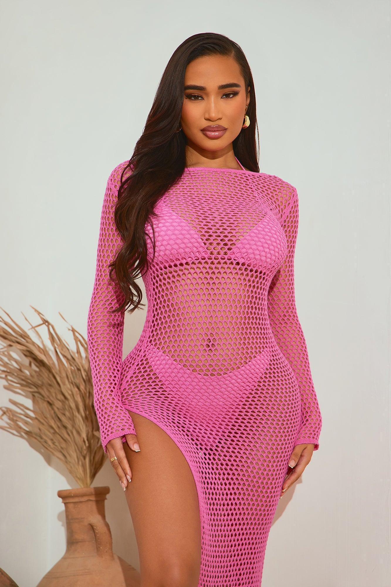 Yvette Cover Up Maxi Dress - Hot Pink Product Image