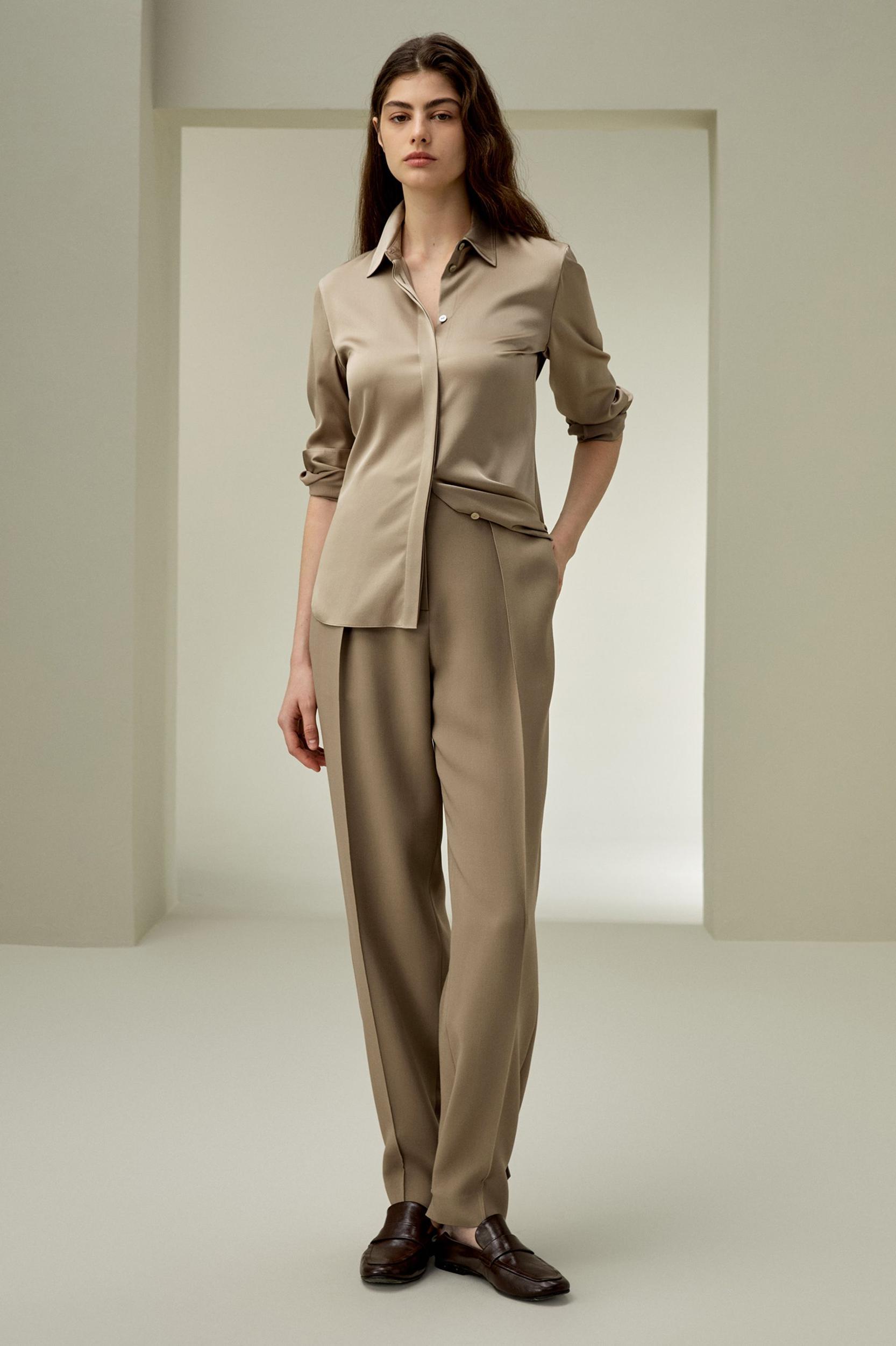 Elegant Silhouette Silk Shirt Product Image