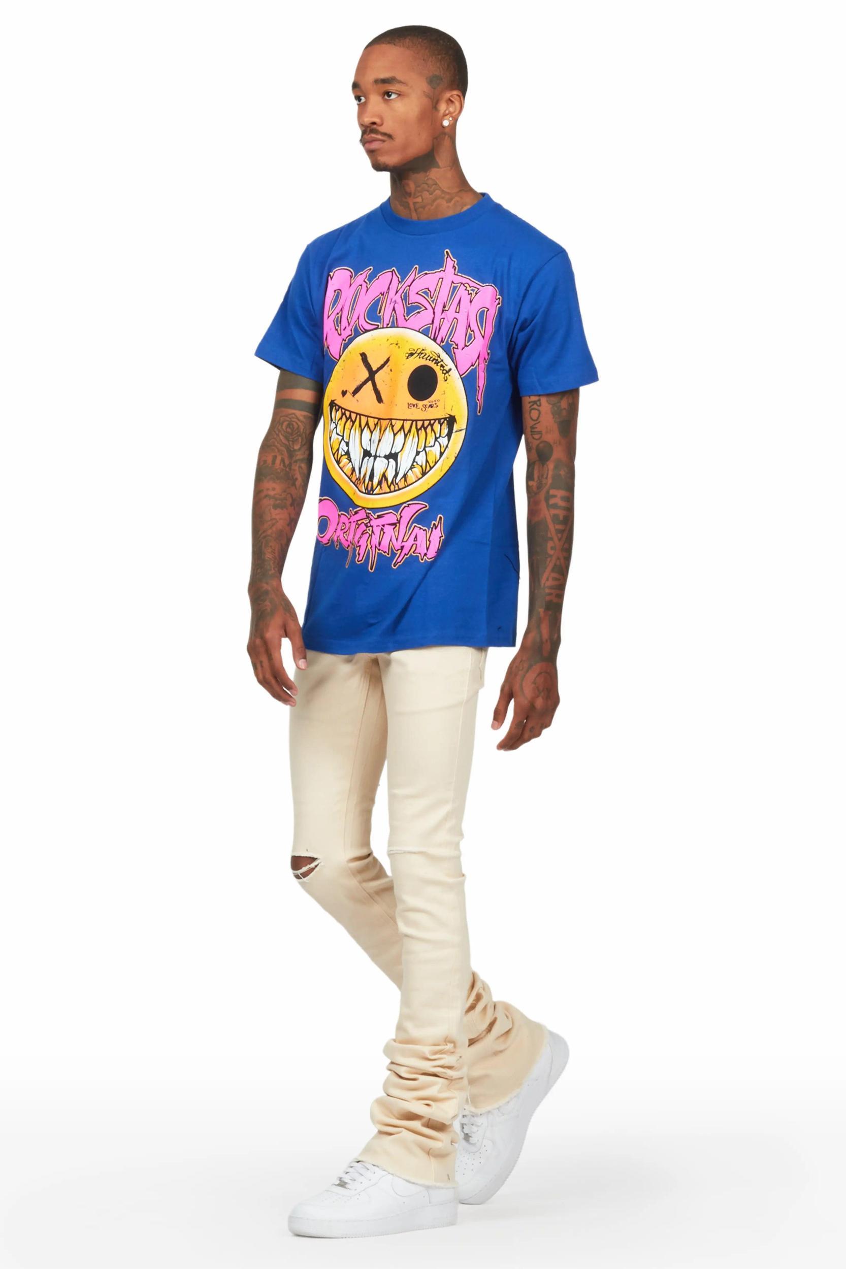 Fraust Royal T-Shirt & Josiah Beige Super Stacked Flare Jean Bundle Male Product Image